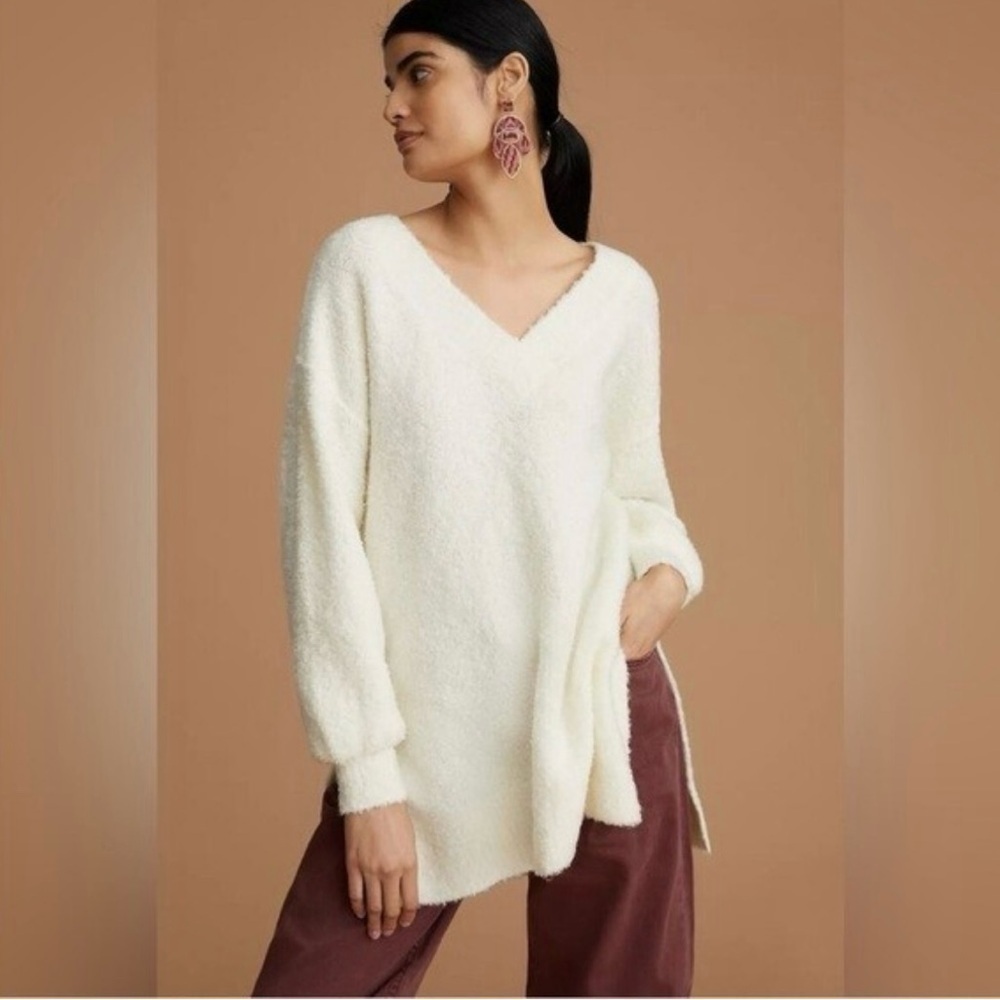 Pilcro by Anthropologie Cream Teddy Oversized Sweater